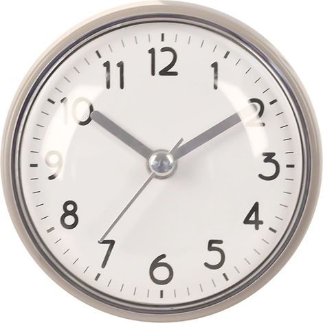 Horloge Salle De Bain - Étanche IPX4 - Affichage À Gros Chiffres - Fixation Par Ventouse En Silicone - Pour Miroir Ou Carrelage - Alimenté Par Pile - Gris