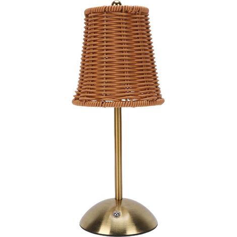 Rattan Table Lamp, Wireless Rechargeable (brown lampshade) (1/5)