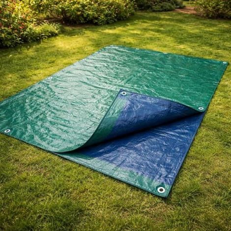 Bâche tissée pour bûches 1,5 x 6 m – 60 g/m² – Polyéthylène double couche, coins renforcés et œillets métalliques (1/5)