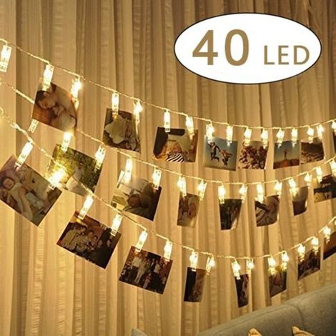 Guirlande lumineuse LED - MC - 40 - 4 m - Piles - Clip transparent - Intérieur/Extérieur (1/4)