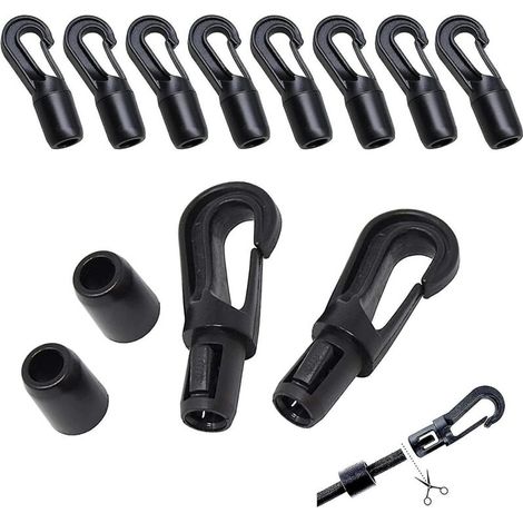 Crochet de corde en plastique, mousqueton pivotant, clip de déclenchement, 10 pièces, tendeur en caoutchouc, crochet accessoire pour corde élastique (1/5)