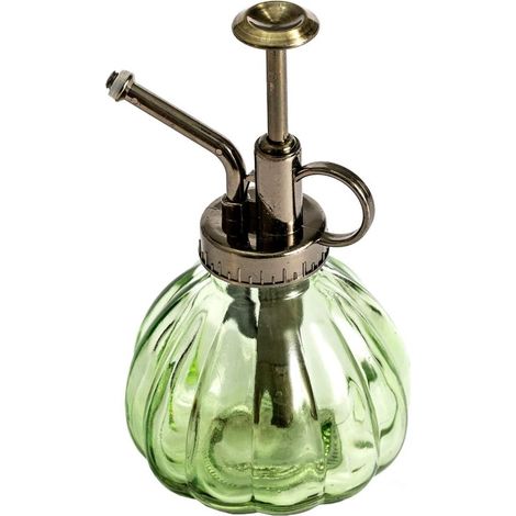 Pflanzsprühflasche aus Glas im Vintage-Stil, 16 cm hoch, mit bronzefarbener Kunststoffpumpe Einhand-Sprühflasche zur Reinigung von Zimmerpflanzen