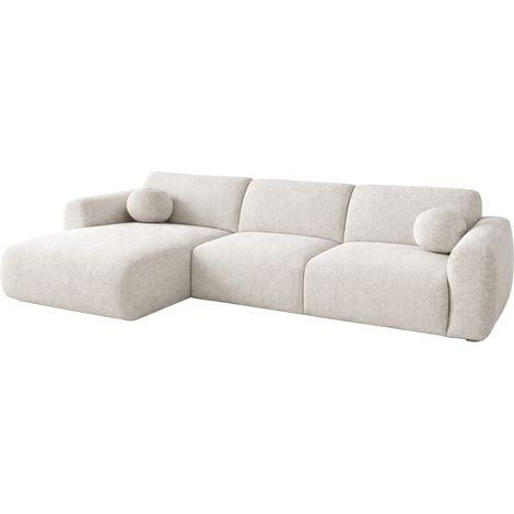 NAYLA - Canapé d'angle en tissu beige - Angle gauche