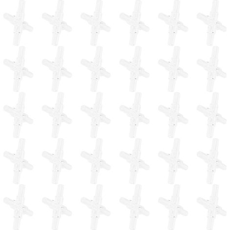 Lot de 30 raccords en L pour tuyau d'air d'aquarium 4 mm, adaptateur 3 ou 4 voies, couleur cristal. (1/5)