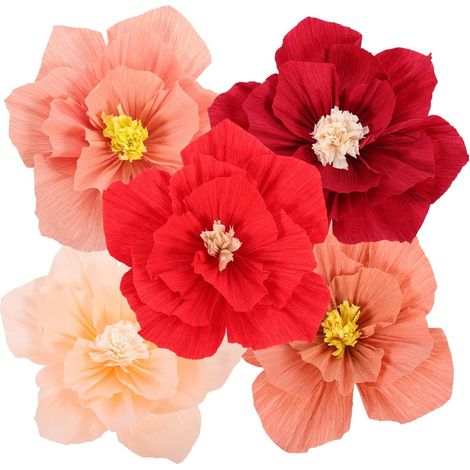 Fiori artificiali, set di 5 pezzi per decorazioni romantiche e classiche in carta spessa, eleganti e resistenti, ornamenti floreali fai-da-te per la casa e per compleanni. (1/5)