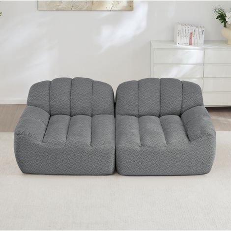 Sofá modular de 2 plazas sin montaje, forma de concha, gris (1/5)