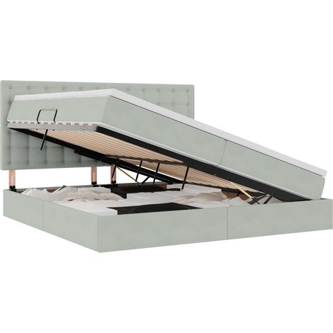 Maison Exclusive - LED-Speicherbett mit Matratze Hellgrau 200 x 2