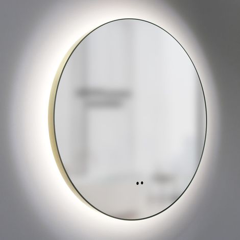 Miroir de Salle de Bain LED Rond en Or Mat Ø50 cm - Miroir avec capteur de Mouvement - adapté aux pièces humides grâce au Cadre en Aluminium (1/5)