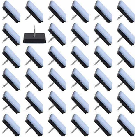 (25 x 25 mm) Paquete de 50 deslizadores para muebles, XU, deslizadores de teflón para muebles con clavos, deslizadores para sillas con clavos - KZQ (1/4)