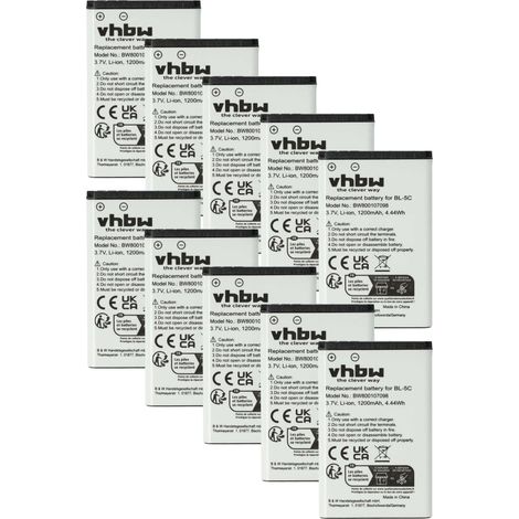 vhbw 10x Akku kompatibel mit EnGenius Freesty Handy Smartphone Telefon (1200 mAh, 3,7 V, Li-Ion) (1/5)