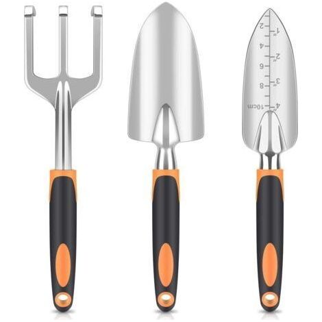 Gartengeräte, Gartenschaufel, Gartenschere, tragbares Multifunktions-Gartengerät, 3-teiliges Set, orange