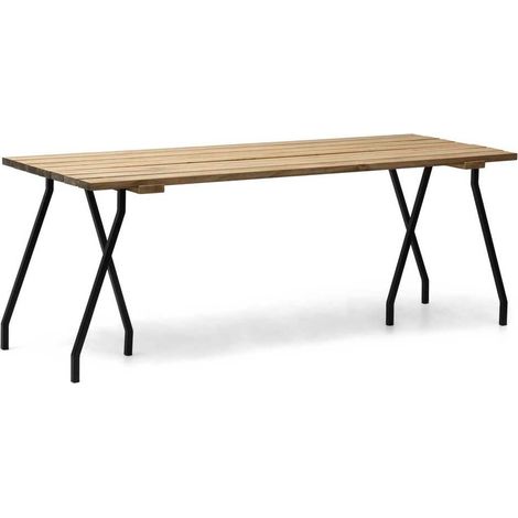 Mesa Listones Exeter Eco-Line 160x78x75cm Negro en madera maciza gran espesor acabado Vintage Box Furniture (1/5)