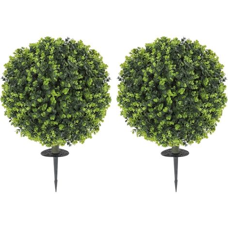 Set di 2 sfere di bosso artificiale con picchetto, 40 x 56 cm, verde (1/5)