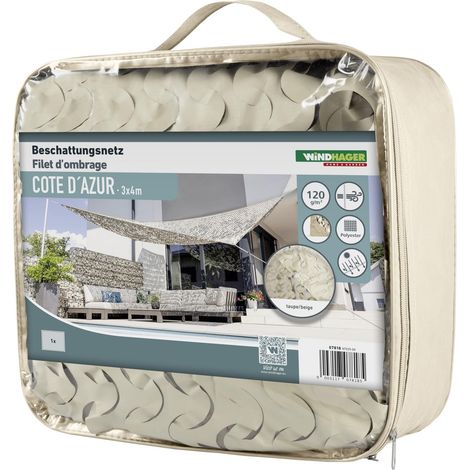 Réseau d'ombrage Cote D'AZUR - 3 x 4 mètres - Beige/Taupe - Toile ombrage Exterieur, Voile d'ombrage, Toile d'ombrage - Voile ombrage - auvent de terrasse, Balcon et Jardin (1/5)