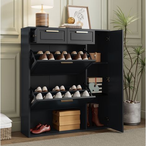 Schrank Möbel Aufbewahrung 95 cm Schwarz OKMYHOME (1/4)