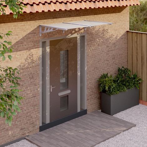 Auvent de porte Store extérieur Marquise Brise-soleil Gris et transparent 152,5x90 cm Polycarbonate XRYJX540507 (1/5)