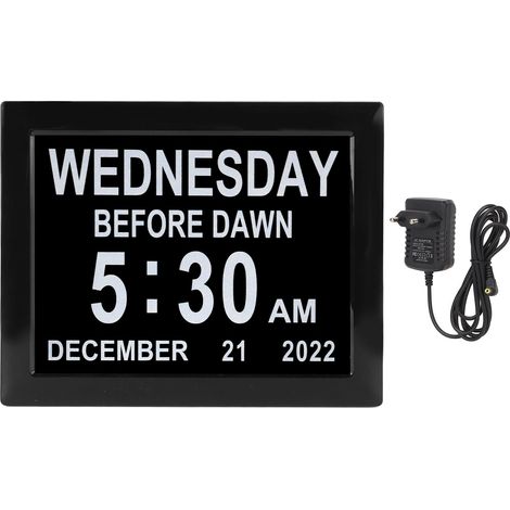 Horloge Numérique 8 Pouces avec Affichage Grand et Fonction Auto‑Luminosité, Rappels et Alarme, pour Personnes Âgées, 110‑240V Prise UE (1/5)