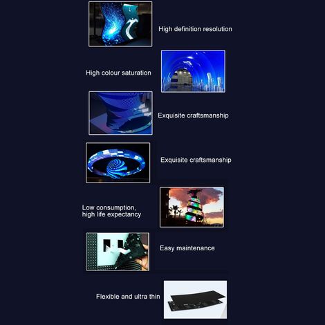 Panneau LED Flexible PM-P2.5 avec Aimant Arrière, Écran Souple Intérieur Pleine Couleur, FPCB, Écran Publicitaire Flexible RGB, Affichage Électronique Coloré, Écran Cylindrique, Moulage LED Souple, 20 (1/5)
