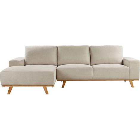 Corner Sofa 3 Seater NORA Fabric Beige Right Hand