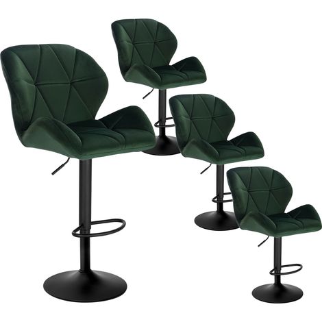 WOLTU Barhocker 4er Set Barstuhl Tresenhocker Bistrohocker Designer Hocker mit Rückenlehne, höhenverstellbar, drehbar, Samt Stahl, Dunkelgrün (1/5)