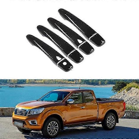 Passend für 16 20 Nissan Navara Frontier D23 Türgriffabdeckung in glänzendem Schwarzchrom (Carbon 1 Schlüsselloch 2 Smart) (1/5)