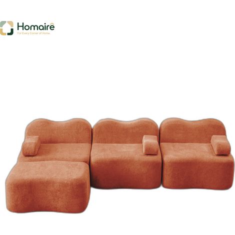 Canapé modulable en velours orange avec accoudoirs 288 x 167 x 70 cm HOMAIRE (1/5)