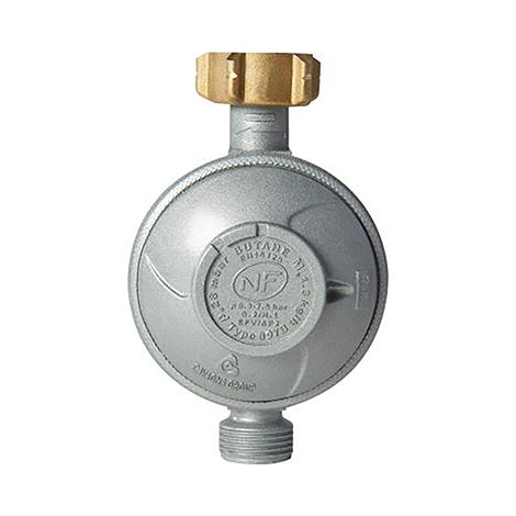 Dipra – Détendeur de sécurité pour bouteille de butane 13 kg – Pression de sortie 28 mbar – Dispositif de sécurité intégré – Raccordement tétine cannelée