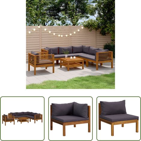 vidaXL Fauteuil extérieur -  Salon de jardin 7 pcs avec coussin Bois d'acacia solide (1/5)
