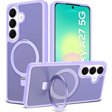 Custodia fumé per Samsung Galaxy A27 5G, custodia opaca con supporto, per MagSafe, cornice viola (1/5)