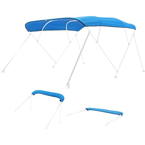 Mophorn Biminitop für Boote mit 4 Bögen, 600D Polyester-Überdachung, wasserabweisende und UV-geschützte mit Aufbewahrungstasche, Biminitop-Abdeckung, 244 cm Länge x 246–260 cm Breite, Pazifikblau