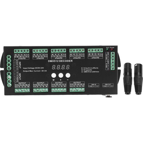 Decoder digitale multiplo X 512, controller LED RGBW a 36 canali e 2 A con display per strisce LED. (1/5)
