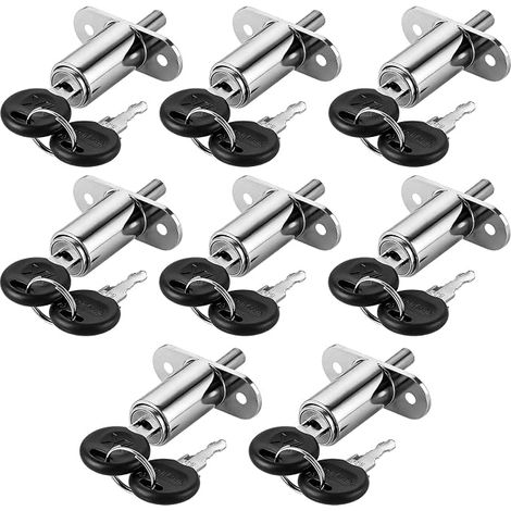 8 Pack 32mm Cabinet Locks, Furniture Pressure Cylinder Sliding Door Lock, Cabinet Lock with Key, Furniture Lock (1/5)
