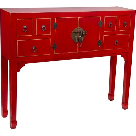 Aparador de madera de 6 cajones y 2 puertas 95x24x79h cm (1/5)