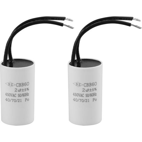 2 Pièces Condensateur CBB60 2uF 450V AC, Condensateur de Démarrage et de Service pour Moteur, Pompe de Piscine, Volet Roulant (1/5)
