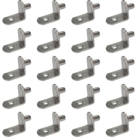 Lot de 20 pinces de support pour étagères, 5 mm en forme de L, pour meubles de placard, étagères de placard, supports avec trou, pour meubles de cuisine, livres et étagères (1/4)