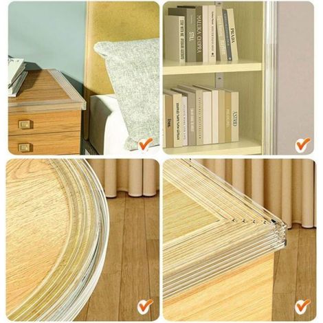 Protection Coin de Table - 5 m - PVC Transparent Pré-Adhésif - Pour Meubles Tables Lits Cuisinières - 1 Rouleau (1/4)