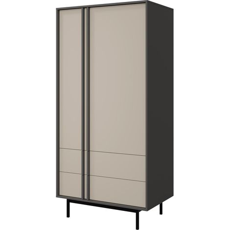 Armario Levali 100, Beige, 195x93x60cm, Puertas de armario: Con bisagras, Número de estantes: 0 (1/5)
