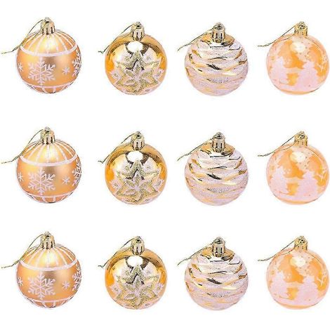 Pendentif de Noël à suspendre, boule de Noël dorée pour 36 pièces (1/5)