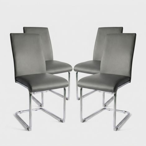 Set 4 sedie in stile contemporaneo da salotto Moiré - Grigio
