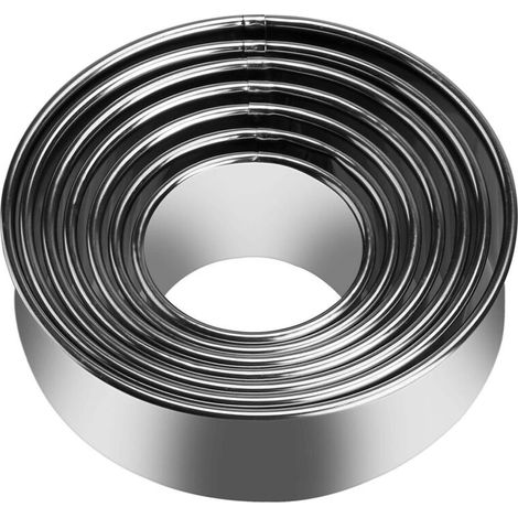Ensemble d'outils d'emballage de coupeur d'emballage de boulette d'acier inoxydable de 5 pièces (fabricant de biscuits à bord plat rond, coupeur de boulette chinois, presse à gâteau (1/5)