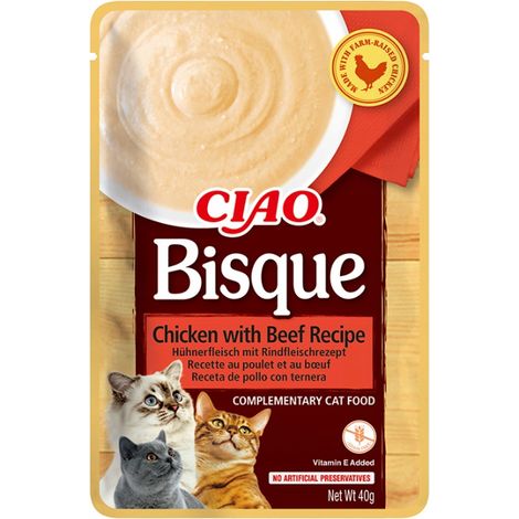 Nourriture humide pour chat INABA CIAO Soupe épaisse au poulet et au bœuf 40 g