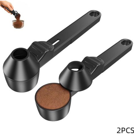Set mit 2 auslaufsicheren Messlöffeln, ideal für gemahlenen Kaffee, Proteinpulver und Tee. Farbe: Schwarz. Maße: 19,5 x 5 x 4,5 cm.