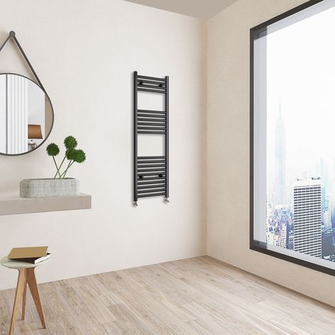 Acezanble 1200x400mm(HxW) matt Black Central Heating Towel Rail Heating Towel Radiator (1/3)