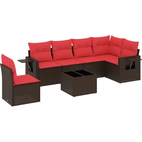 Maison Exclusive - 7-teiliges Gartensofa-Set mit Kissen, braun, P