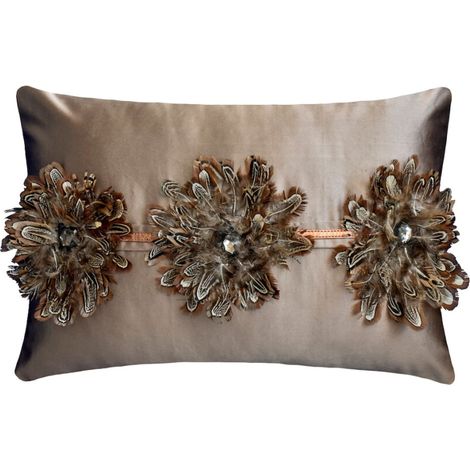 Funda de almohada lumbar decorativa HomeCentric, 30 x 56 cm, color marrón satinado, rectangular, ideal para sofás, camas y patios - Estilo floral moderno