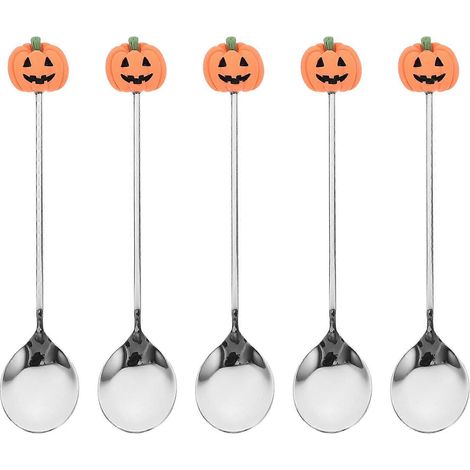 Lot de 6 cuillères à gâteau en acier inoxydable, motif citrouille, pour Halloween (1/5)