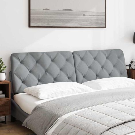 Coussin de tête de lit gris clair 180 cm tissu (1/5)