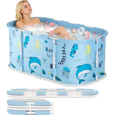 Baignoire Pliable Adulte 115x60x50cm, Baignoire Douche Compacte Autoportante, Stabilité Renforcée, Évacuation Rapide, Confort Thérapeutique (1/5)