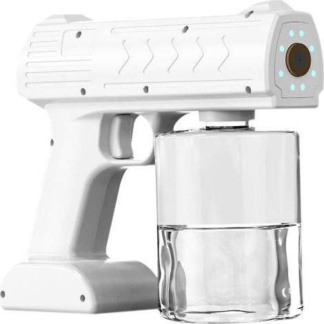 C5 V 7W Elektrische Sprühpistole mit Nebelmaschine, Sprühzerstäuber und Dampfzerstäuber mit blauem Licht, USB-Anschluss – Weiß