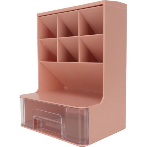 Schräger Stiftehalter für Schüler mit Schublade, großem Fassungsvermögen, abgerundeten Ecken, Schreibtisch-Schreibwaren-Organizer für die Schule, Pink (1/5)